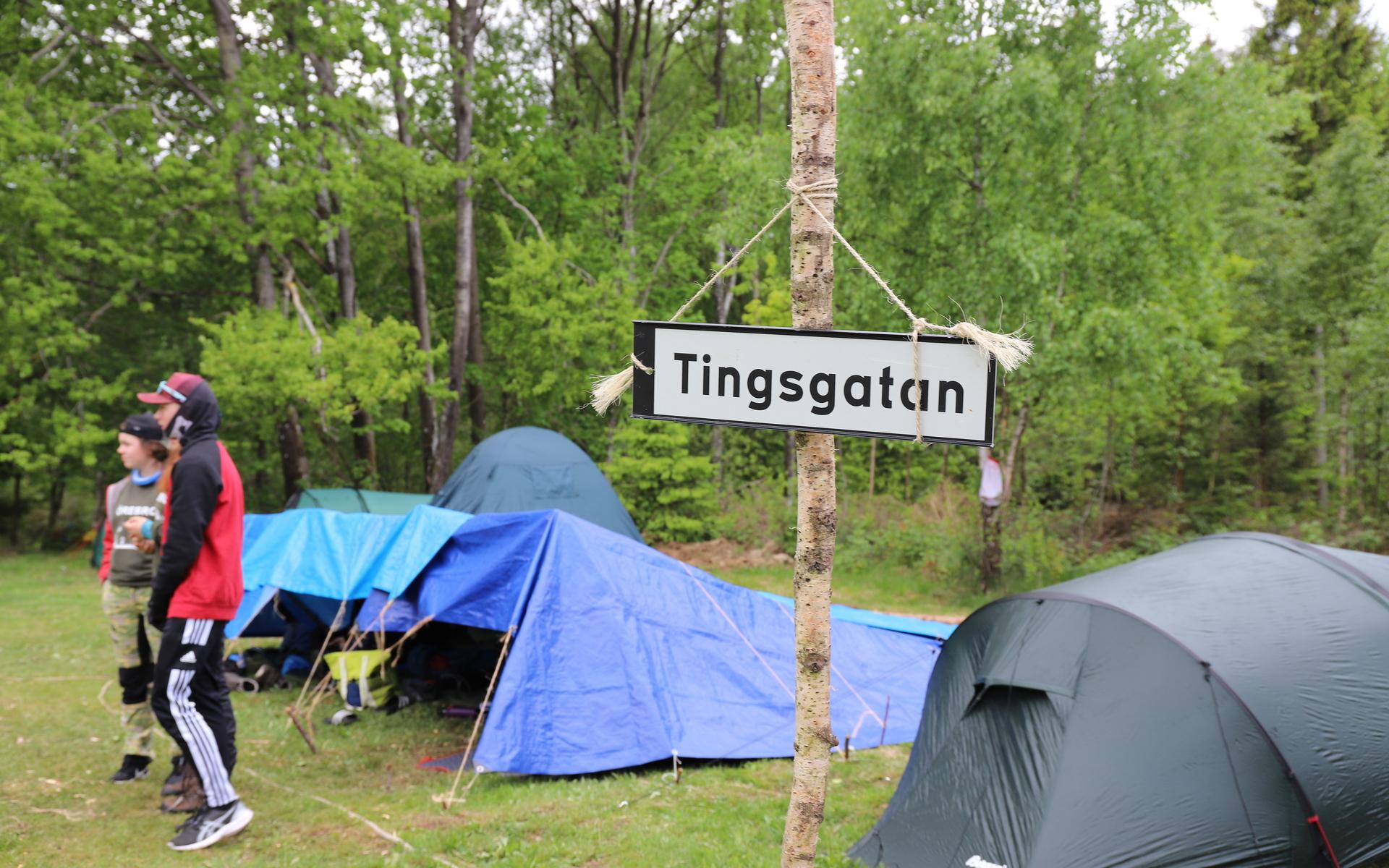 Omkring Tingets huvudgata Tingsvägen hade ett 20-tal tält ställts upp. 