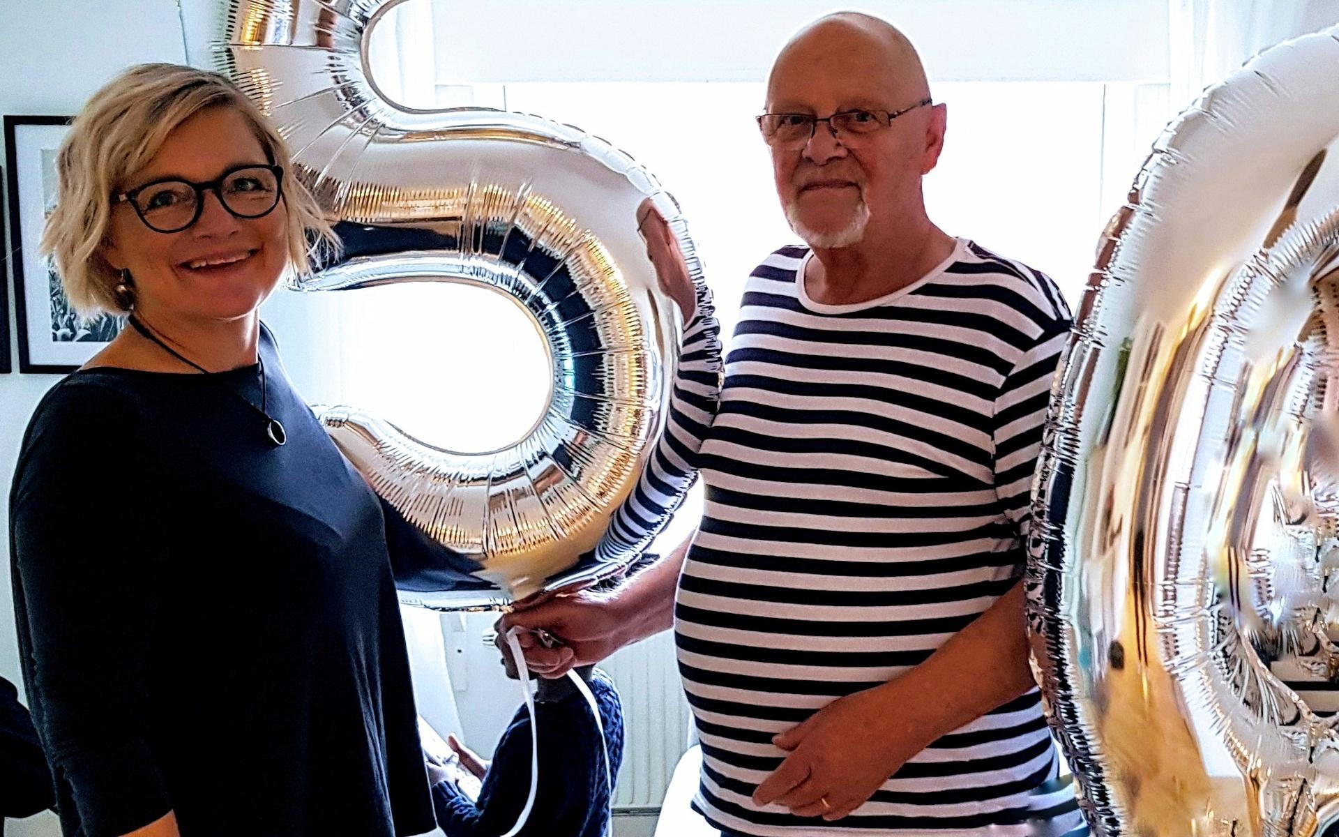 Terese Holzner och hennes pappa Christer Forsman när hon fyllde 50 år för ett och ett halvt år sedan.